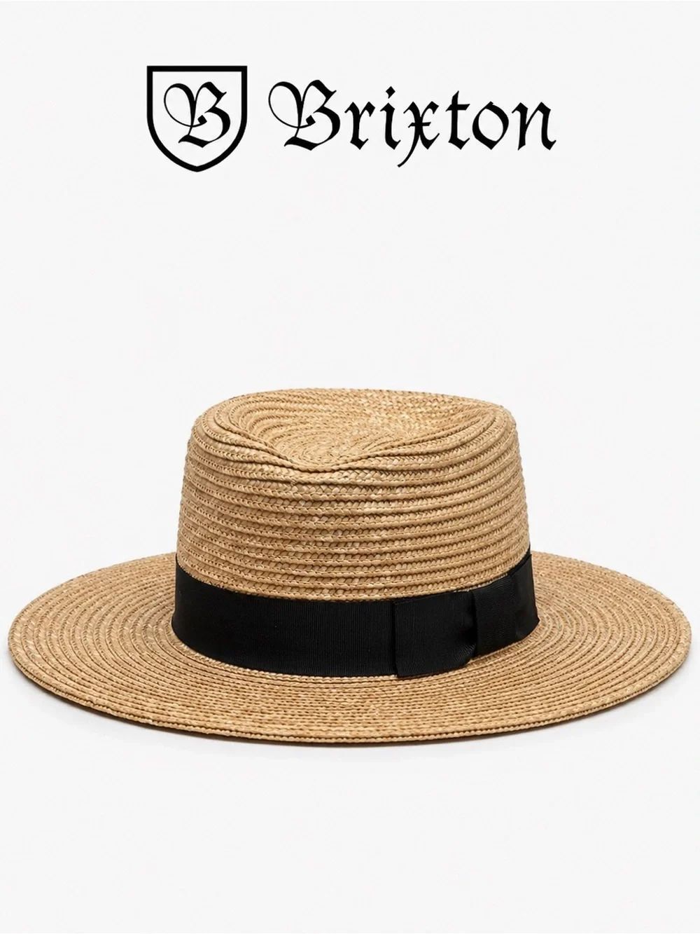 Brixton Joanna Straw Rancher Hat – Natural with Black Ribbon – XS (54 cm)